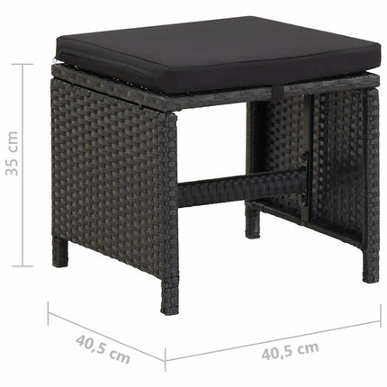 haveskamler med hynder 2 stk. polyrattan sort