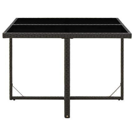 havebord 109x107x74 cm polyrattan og glas sort
