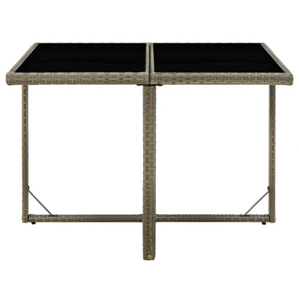havebord 109x107x74 cm polyrattan og glas grå