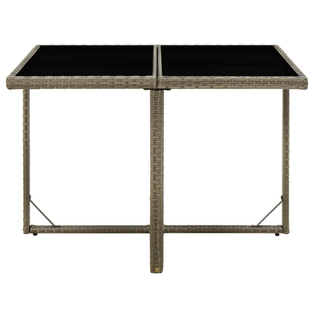havebord 109x107x74 cm polyrattan og glas grå