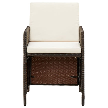 havestole med hynder 4 stk. polyrattan brun