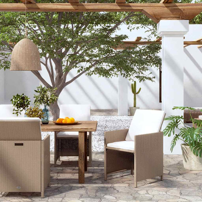 havestole med hynder 4 stk. polyrattan beige