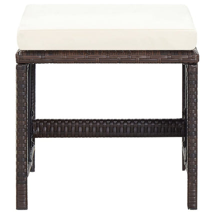 havestole med skamler 4 dele polyrattan brun