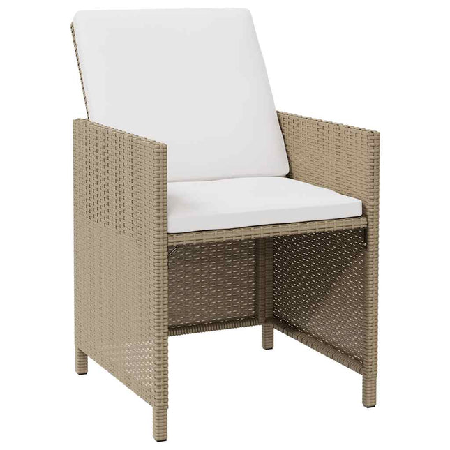 havestole med skamler 2 stk. polyrattan beige