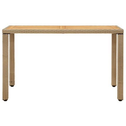 havebord 123x60x74 cm polyrattan og massivt akacietræ beige