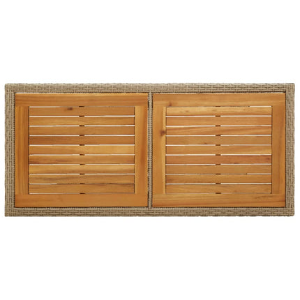 havebord massivt akacietræ og polyrattan beige