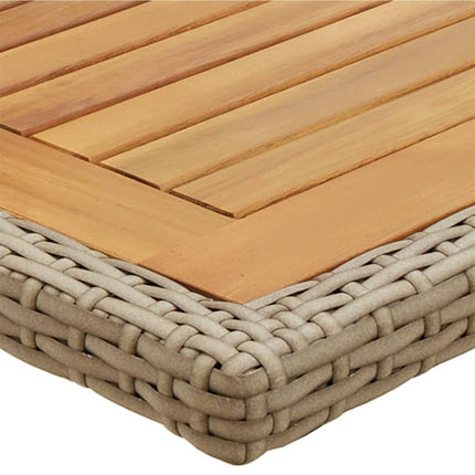 havebord massivt akacietræ og polyrattan beige