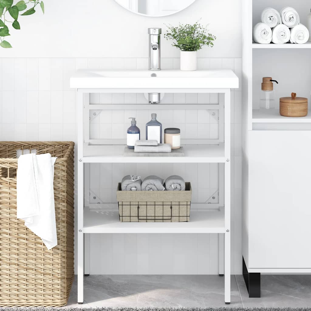 badeværelsesmøbel til håndvask 59x38x83 cm jern hvid billede