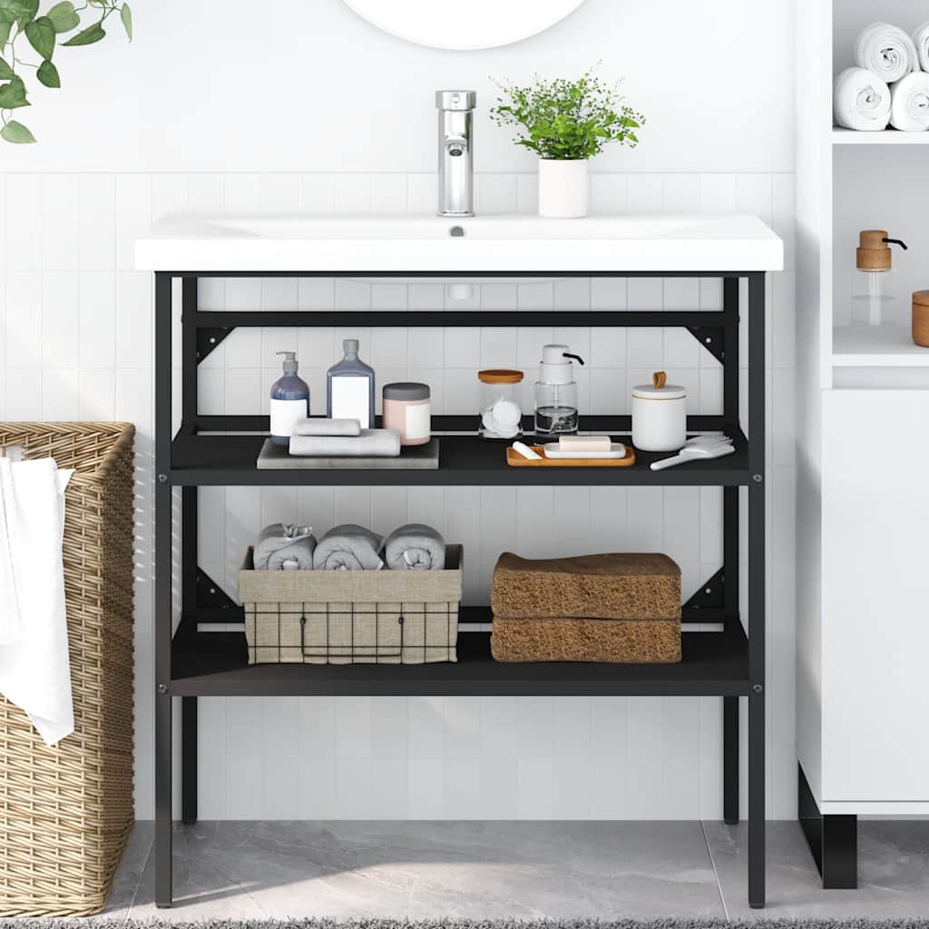 badeværelsesmøbel til håndvask 79x38x83 cm jern sort billede
