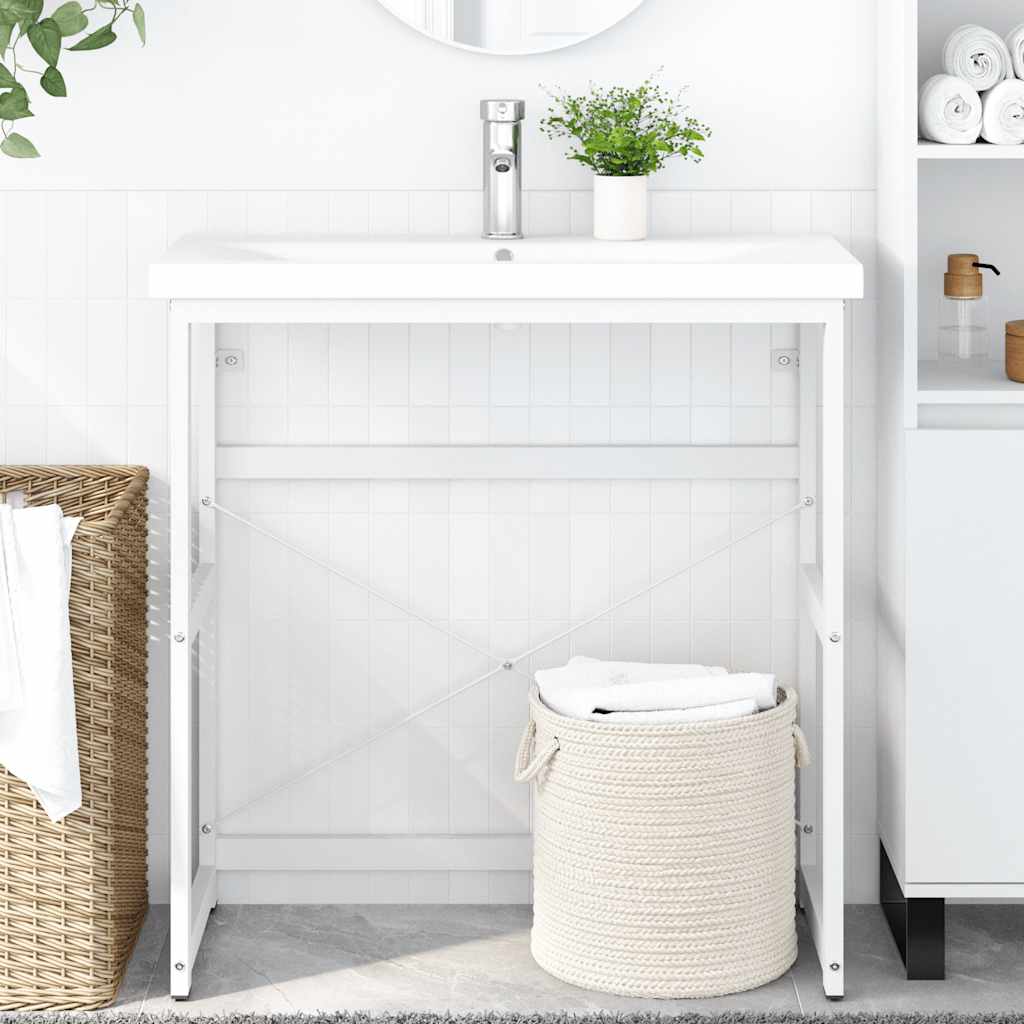 badeværelsesmøbel til håndvask 79x38x83 cm jern hvid billede