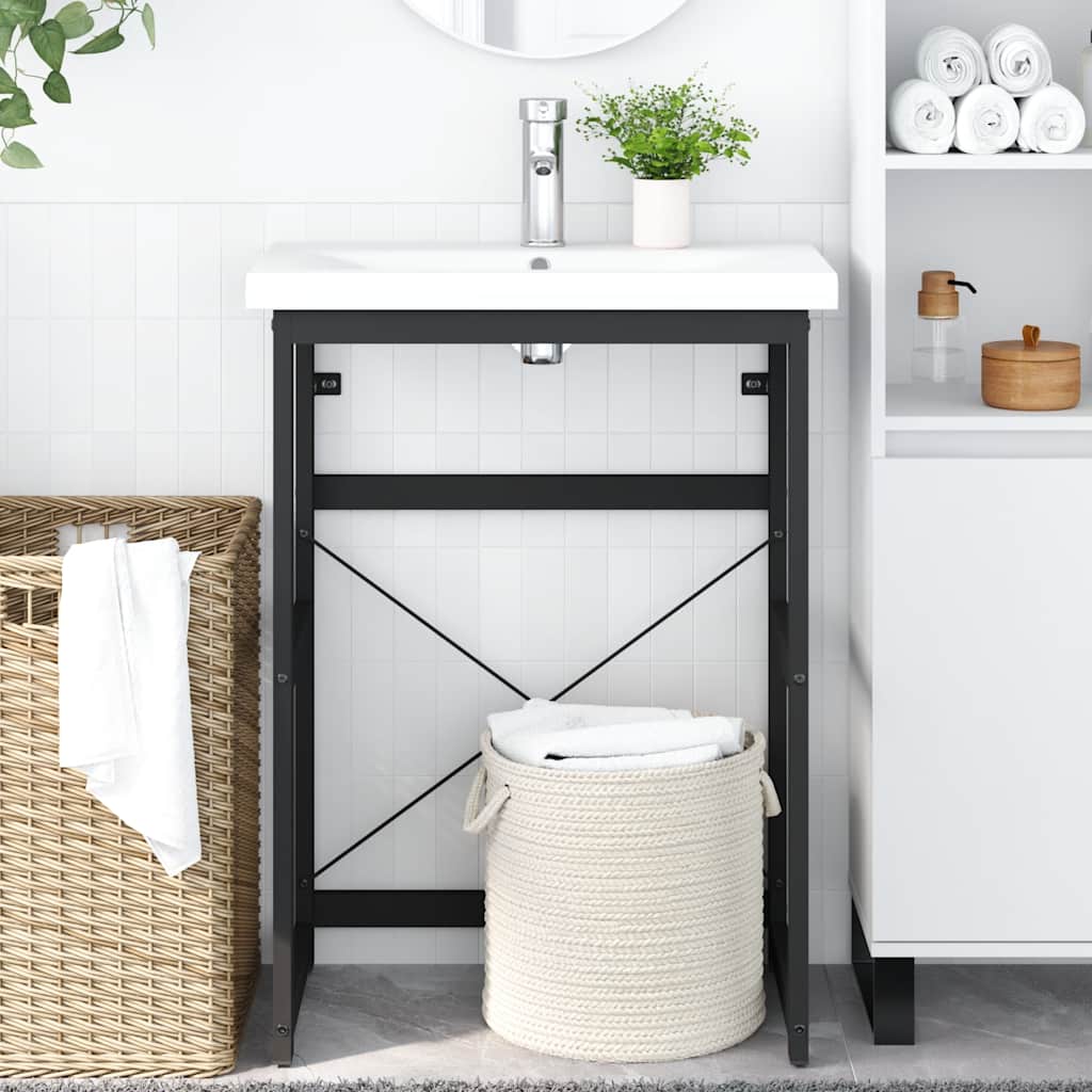 badeværelsesmøbel til håndvask 59x38x83 cm jern sort billede