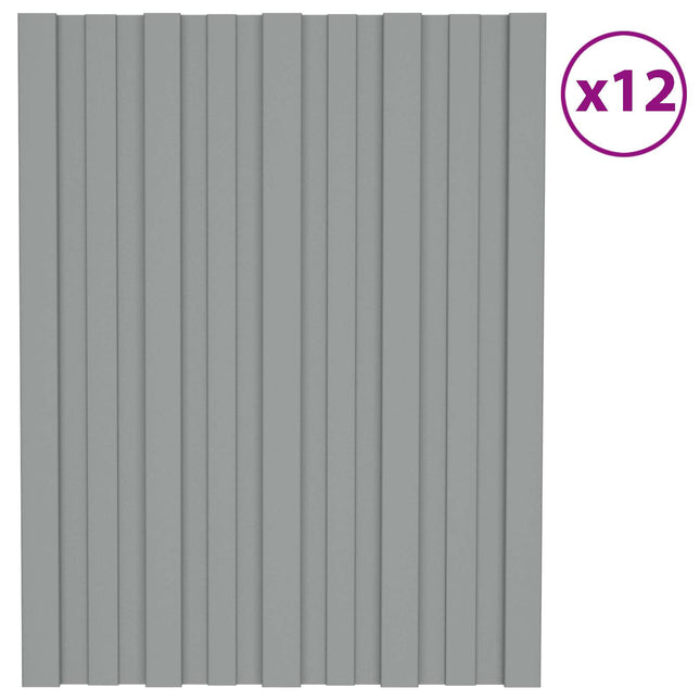 Tagpanel 12 pcs Grå 60 x 45 cm Galvaniseret stål