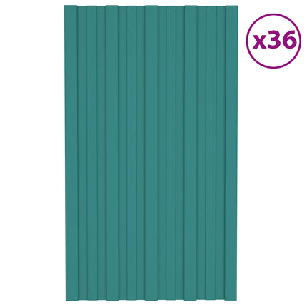 Tagpanel 36 pcs Grøn 80 x 45 cm Galvaniseret stål