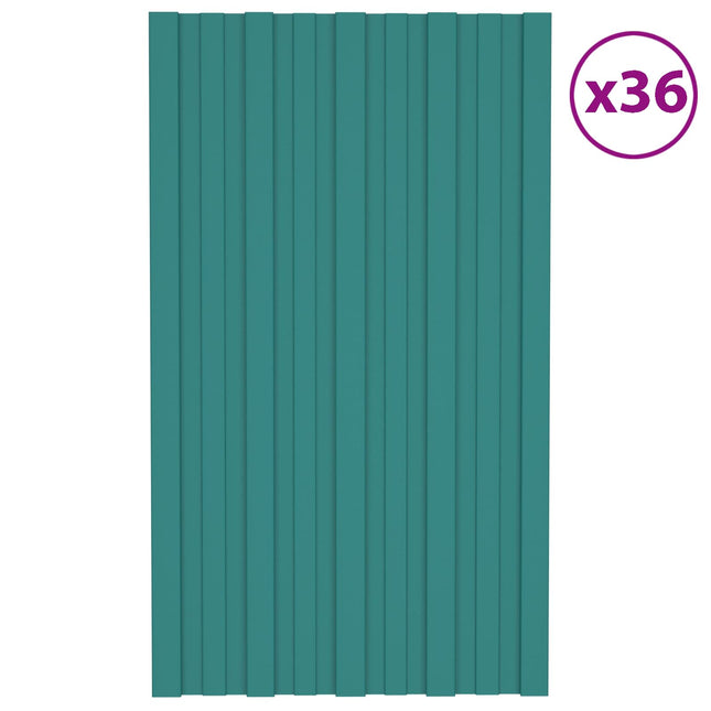Tagpanel 36 pcs Grøn 80 x 45 cm Galvaniseret stål