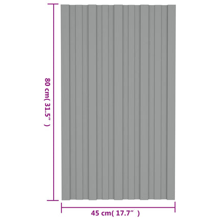 Tagpanel 12 pcs Grå 80 x 45 cm Galvaniseret stål