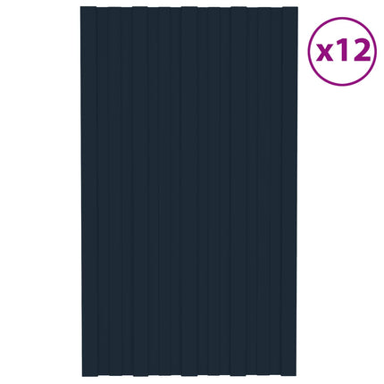Tagpanel 12 pcs Antracit 80 x 45 cm Galvaniseret stål