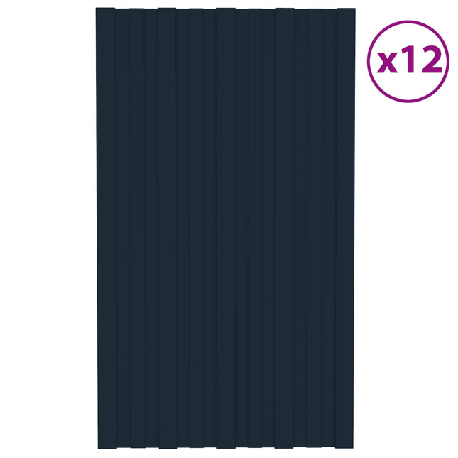 Tagpanel 12 pcs Antracit 80 x 45 cm Galvaniseret stål