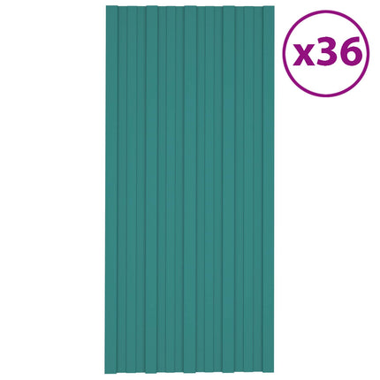 Tagpanel 36 pcs Grøn 100 x 45 cm Galvaniseret stål