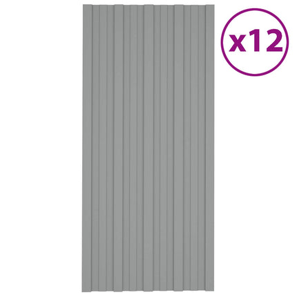 Tagpanel 12 pcs Grå 100 x 45 cm Galvaniseret stål