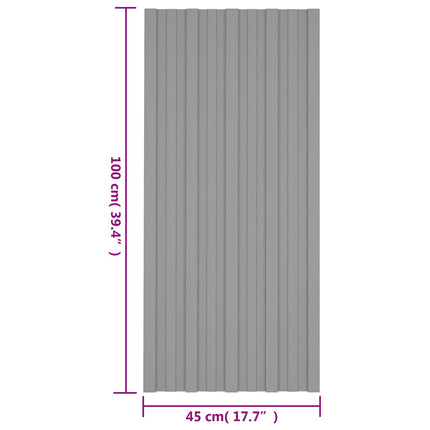 Tagpanel 36 pcs Grå 100 x 45 cm Galvaniseret stål