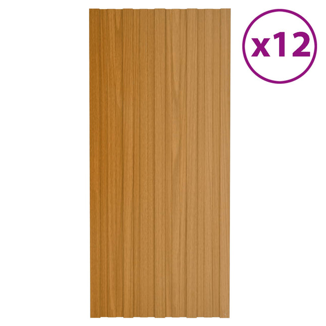 Tagpanel 12 pcs Naturfarvet 100 x 45 cm Galvaniseret stål