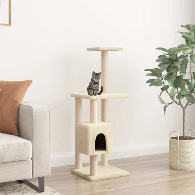 kradsetræ med sisalkradsestolper 104 cm cremefarvet