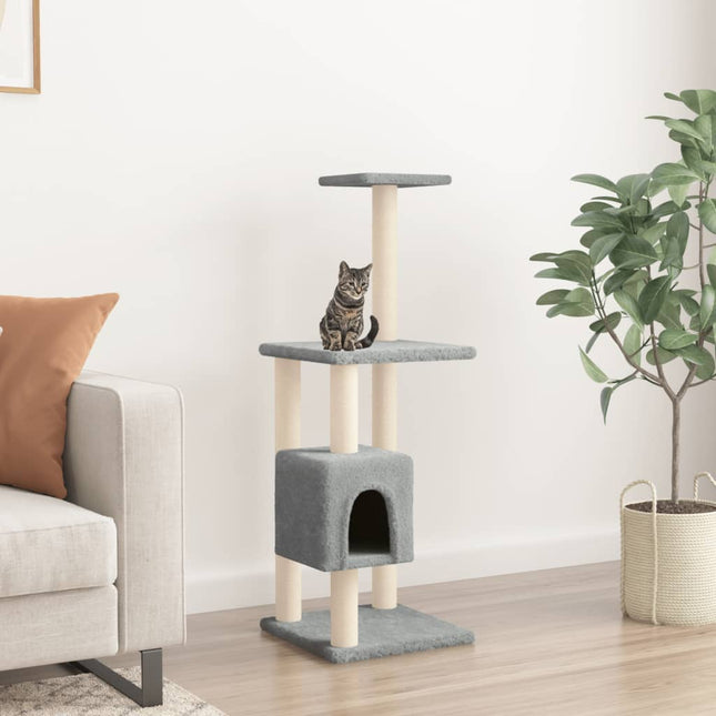 kradsetræ med sisalstolper 104 cm lysegrå