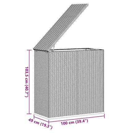 hyndeboks 100x49x103,5 cm polyrattan grå