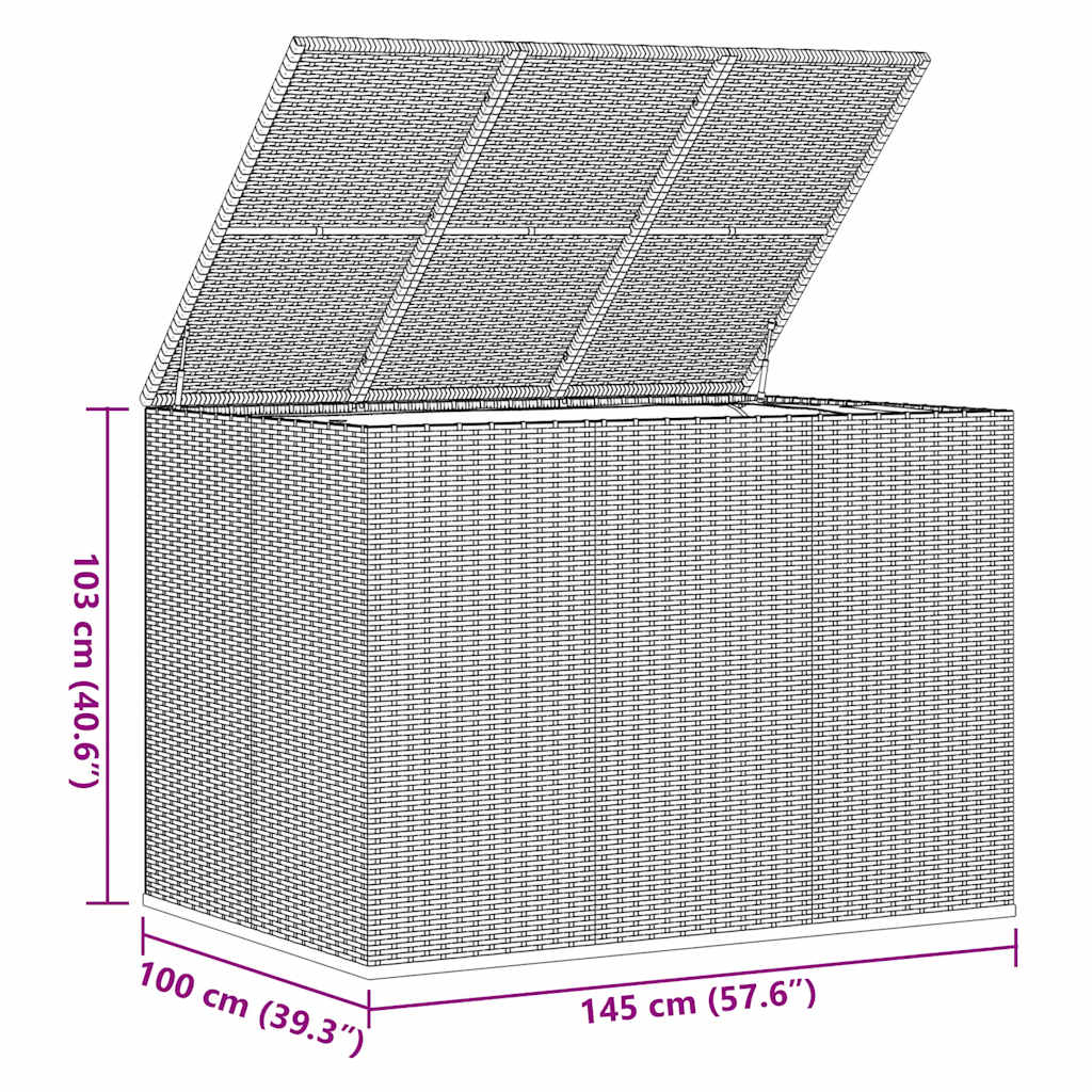 hyndeboks 145x100x103 cm polyrattan brun