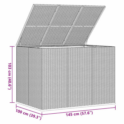 hyndeboks 145x100x103 cm polyrattan grå
