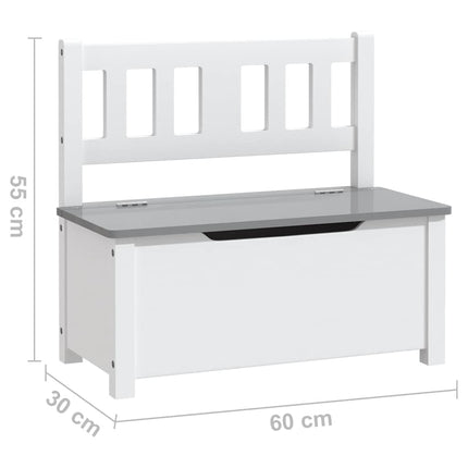 opbevaringsbænk til børn 60x30x55 cm MDF hvid og grå