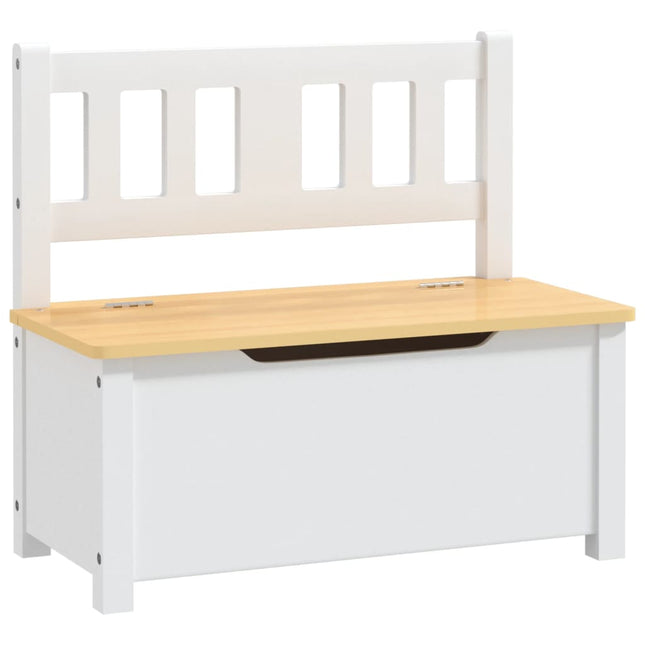 opbevaringsbænk til børn 60x30x55 cm MDF hvid og beige