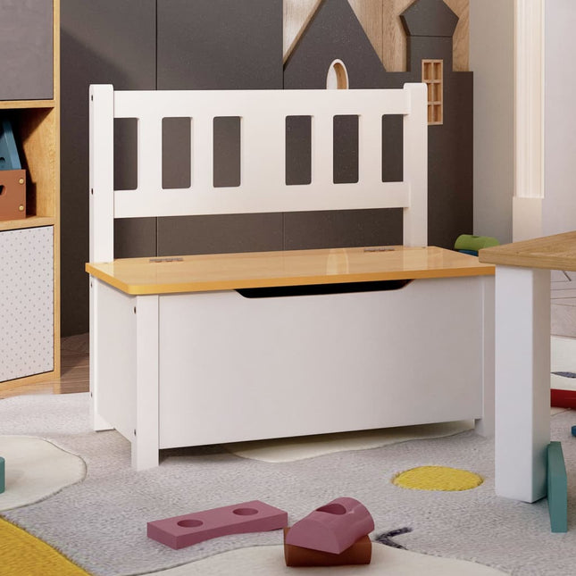 opbevaringsbænk til børn 60x30x55 cm MDF hvid og beige