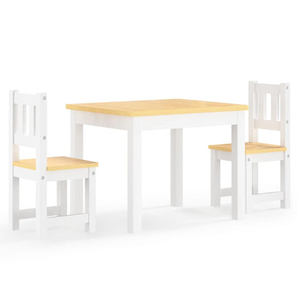 bord- og stolesæt til børn 3 dele MDF hvid og beige