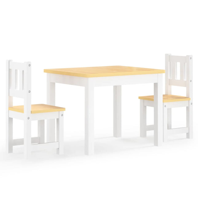 bord- og stolesæt til børn 3 dele MDF hvid og beige