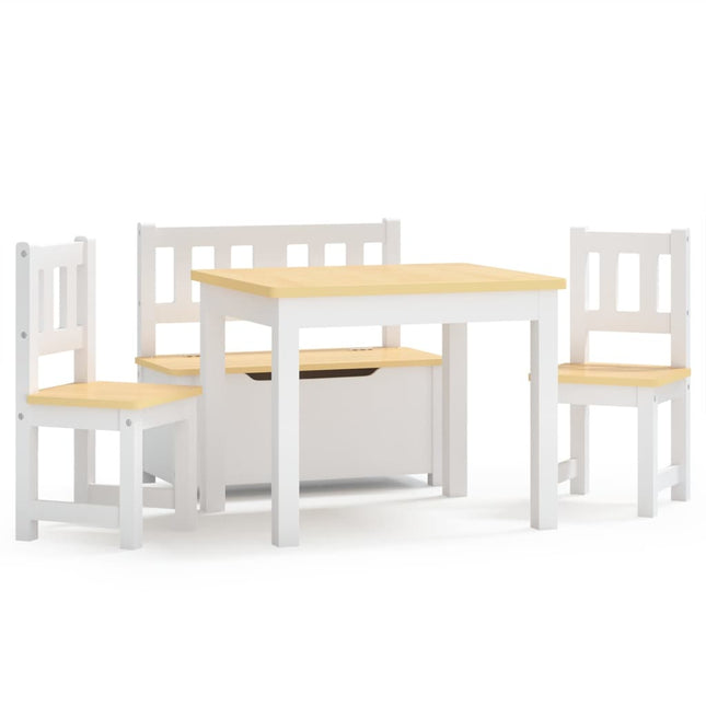 bord- og stolesæt til børn 4 dele MDF hvid og beige