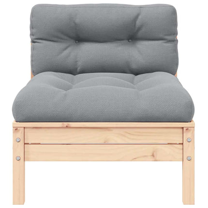 2-personers havesofa med grå hynder massivt fyrretræ