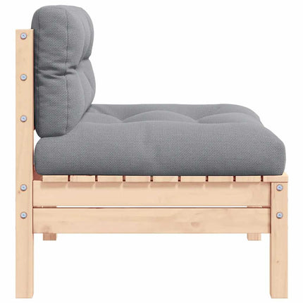 2-personers havesofa med grå hynder massivt fyrretræ