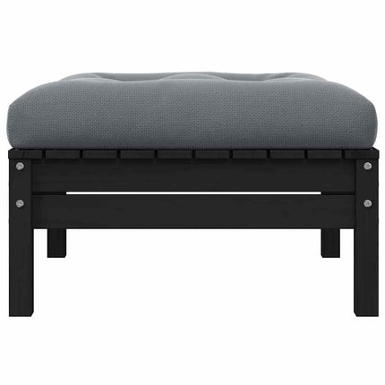 2-personers havesofa med hynder massivt fyrretræ sort