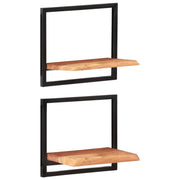 væghylder 2 stk. 40x24x35 cm massivt akacietræ og stål