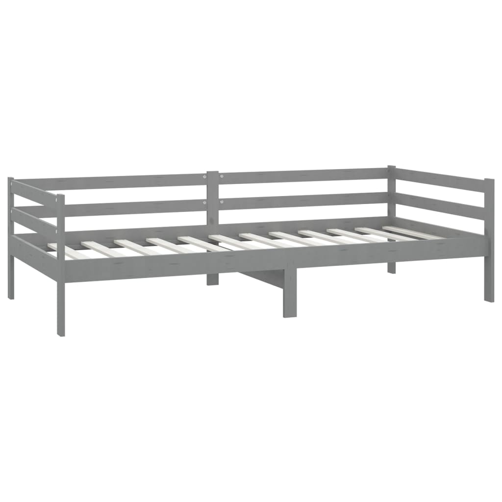 daybed med madras 90x200 cm massivt fyrretræ grå