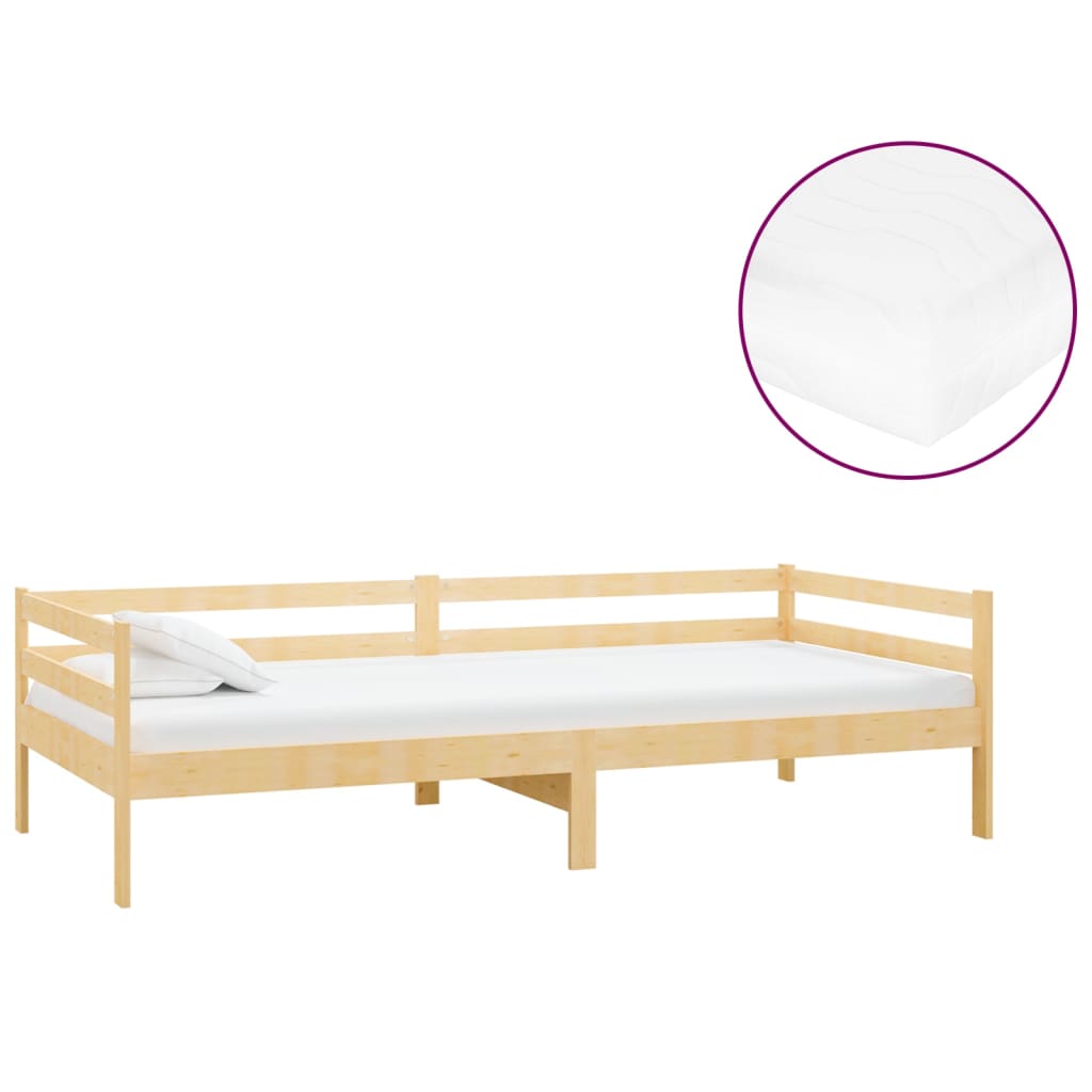daybed med madras 90x200 cm massivt fyrretræ