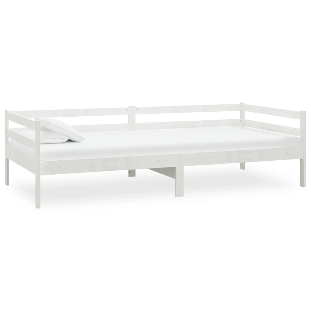 daybed med madras 90x200 cm massivt fyrretræ hvid