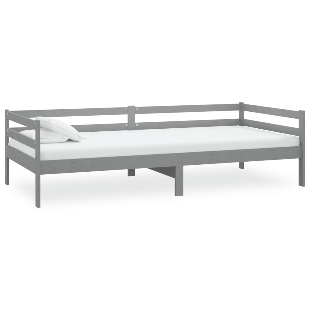 daybed med madras 90x200 cm massivt fyrretræ grå