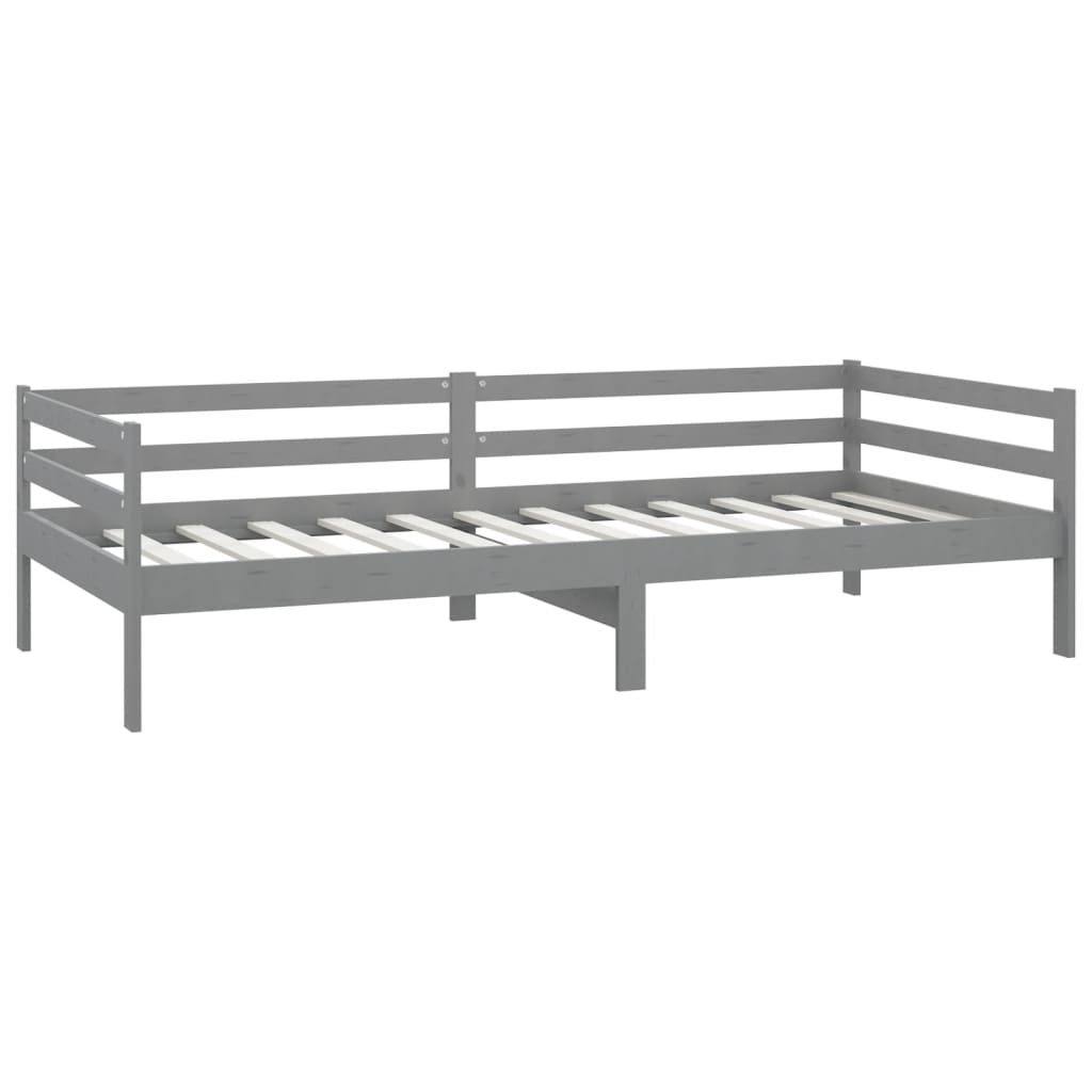 daybed med madras 90x200 cm massivt fyrretræ grå