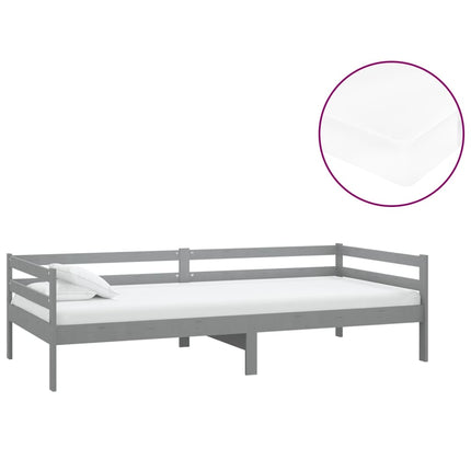 daybed med madras 90x200 cm massivt fyrretræ grå