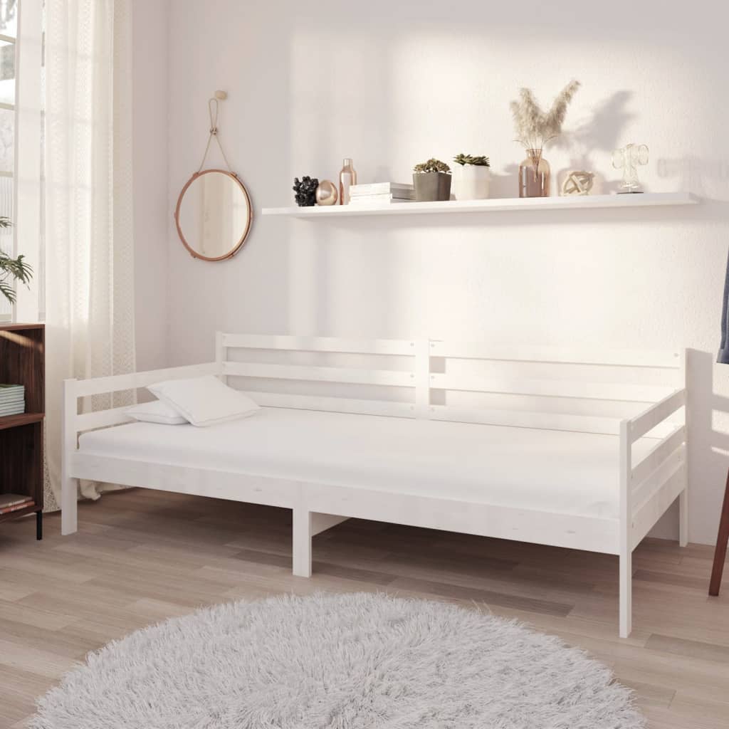 daybed med madras 90x200 cm massivt fyrretræ hvid