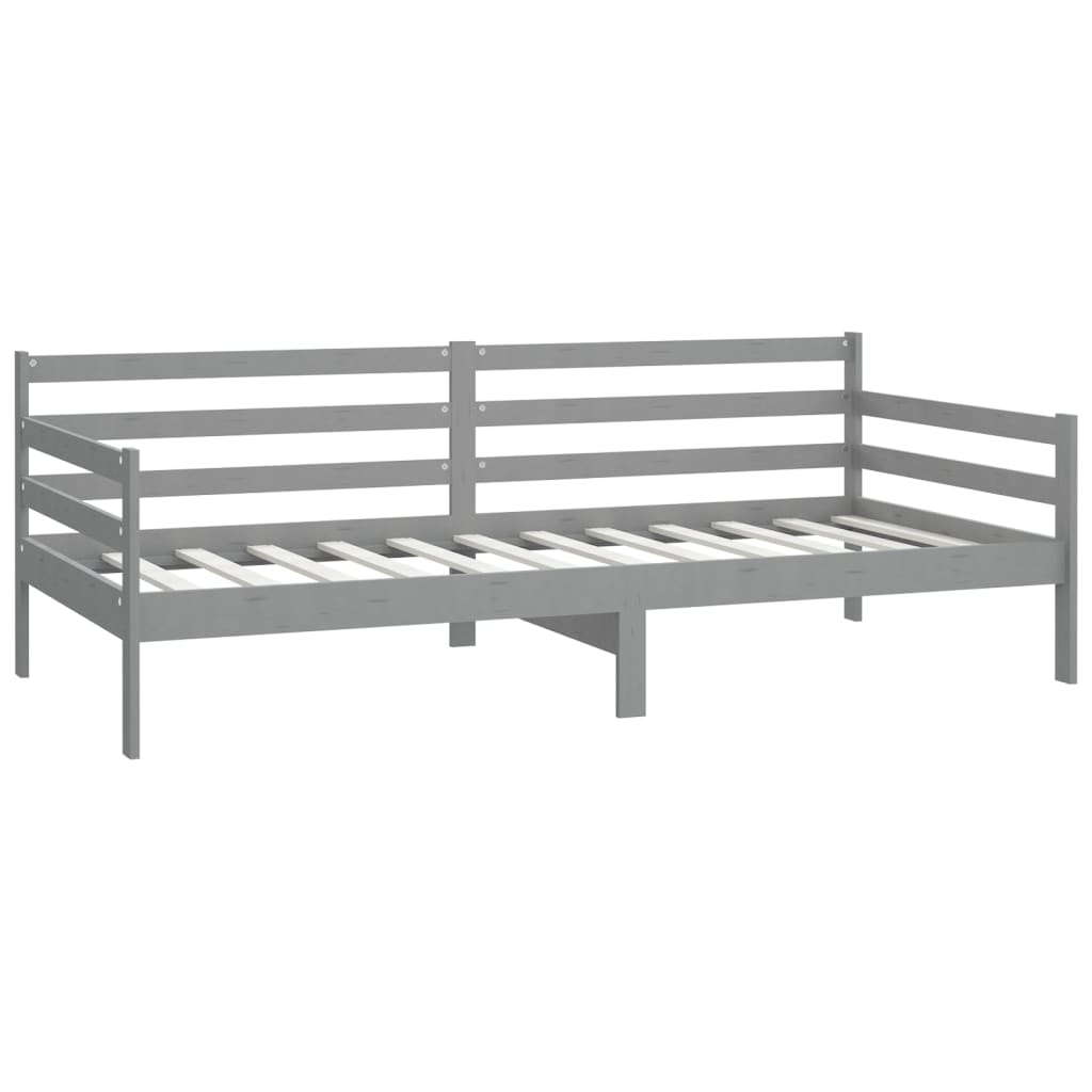 daybed med madras 90x200 cm massivt fyrretræ grå