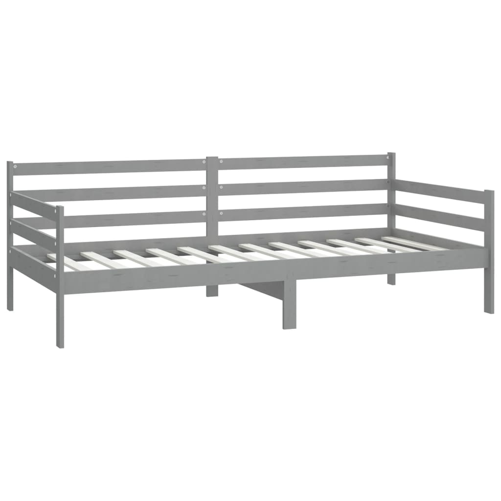 daybed med madras 90x200 cm massivt fyrretræ grå