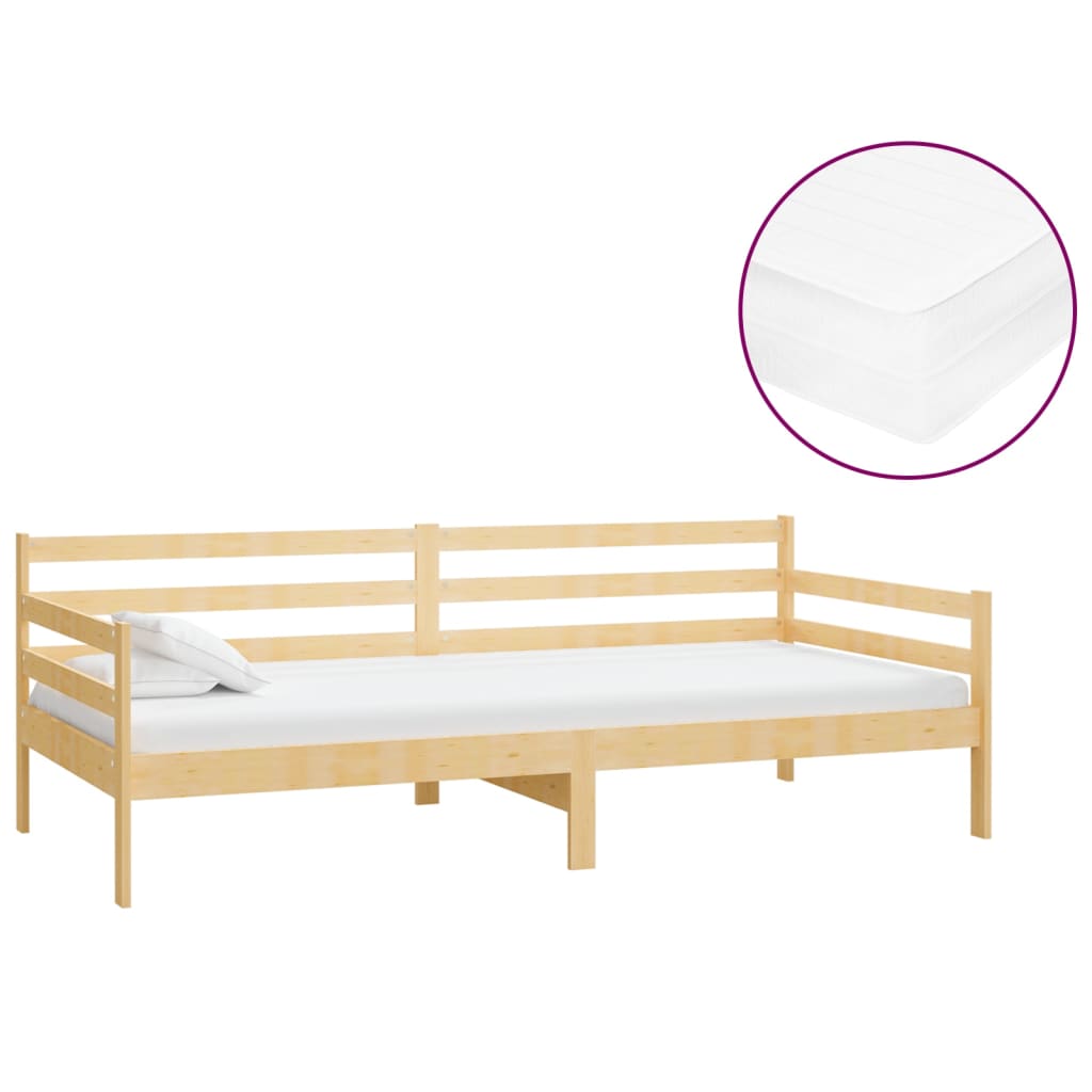 daybed med madras 90x200 cm massivt fyrretræ